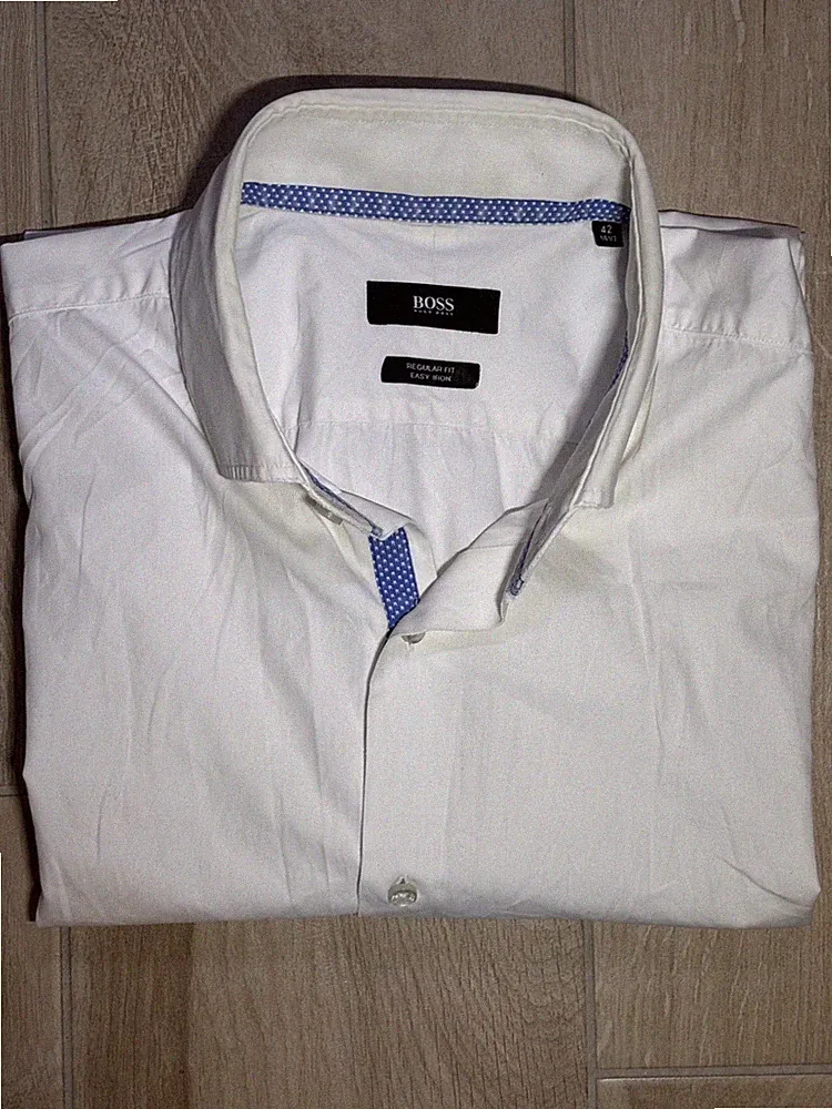 HUGO BOSS Herren Hemd "Gregory" - Weiß, Regular Fit (Größe 42 / L)