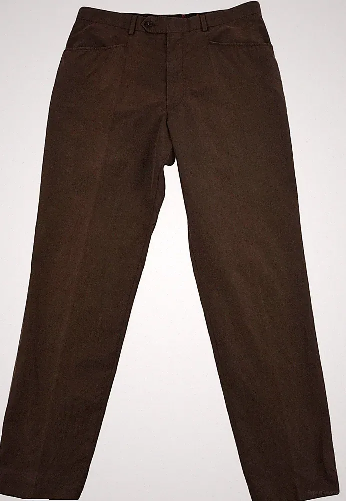 HUGO BOSS Herren Hosen Brown Baumwolle Knopf Haken Zip Größe 48 Authentisch
