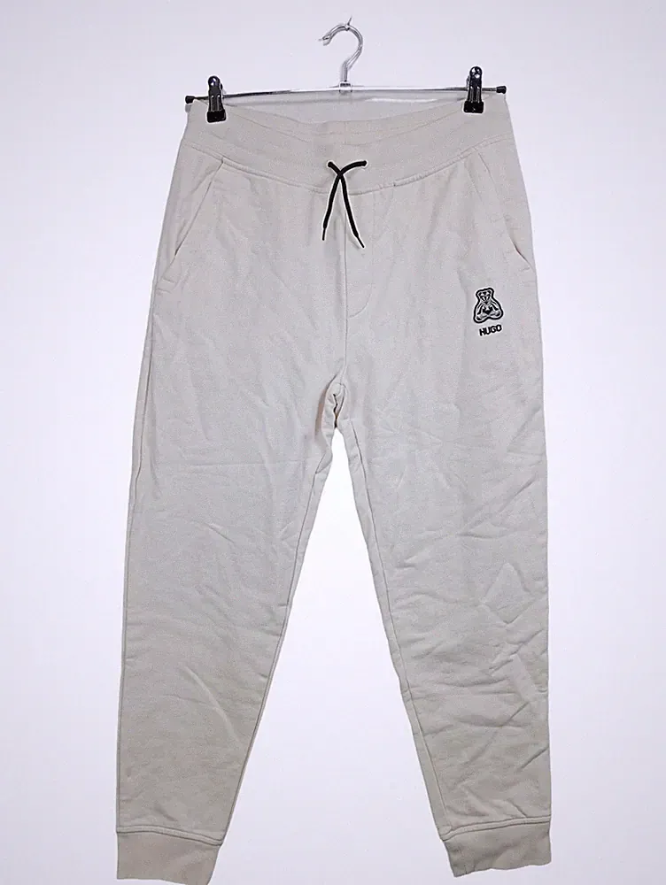 HUGO BOSS Herren Jogginghose Beige Gr. 48 M Baumwolle Logo Sportlich