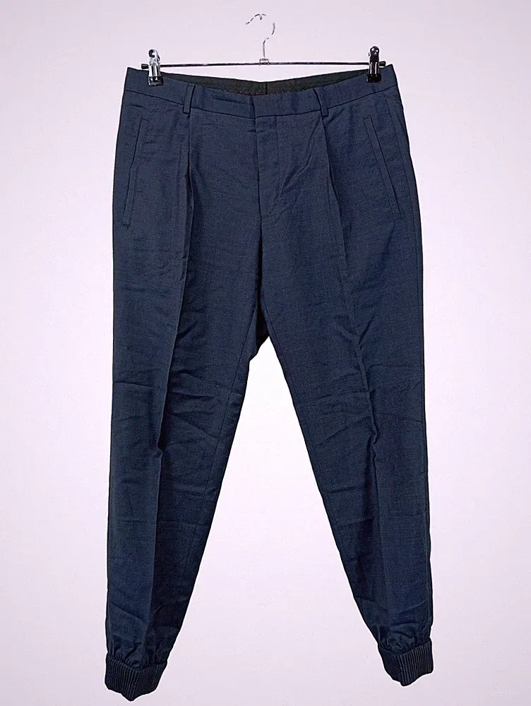 HUGO BOSS Herren Jogginghose Blau Gr. 48 M Wolle Casual Bündchen
