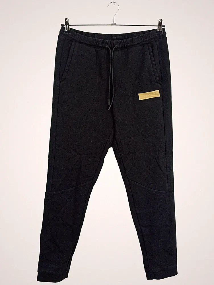 HUGO BOSS Herren Jogginghose Schwarz Logo Patch Gr. 50 L Sportlich