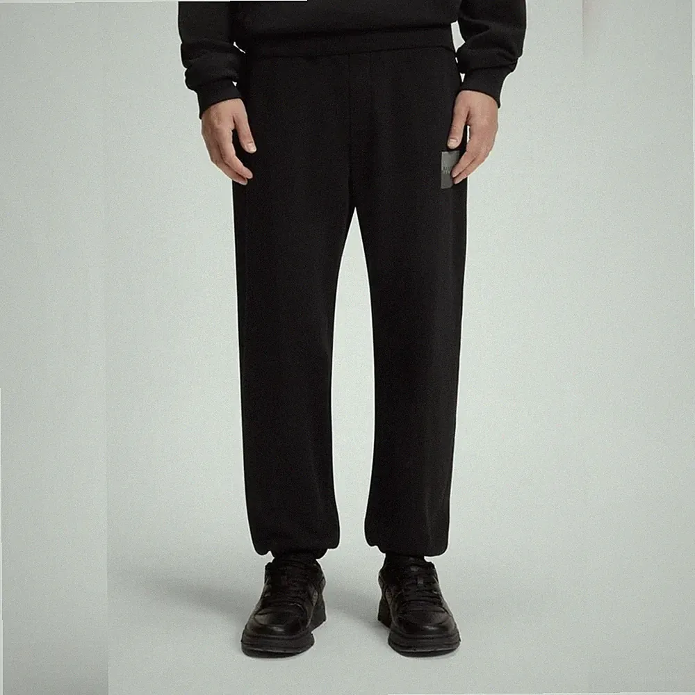 HUGO BOSS Jogginghose (EU: L) aus Baumwoll-Terry mit Split-Logo, Schwarz