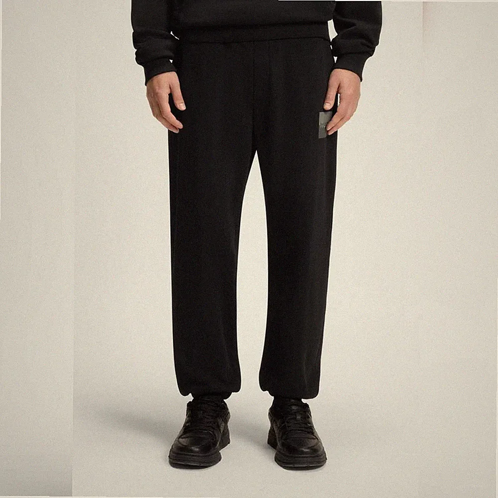 HUGO BOSS Jogginghose (EU: S) aus Baumwoll-Terry mit Split-Logo, Schwarz
