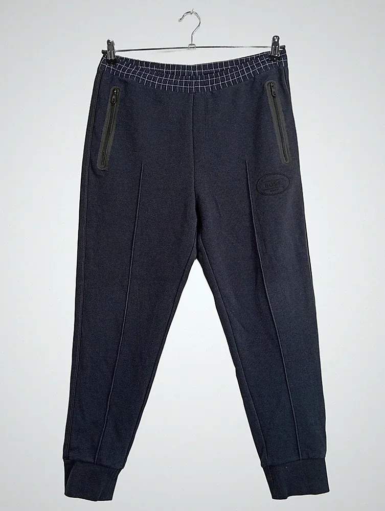 HUGO BOSS Jogginghose Herren Blau Gr. 46 S Freizeit Sportlich Reißverschluss