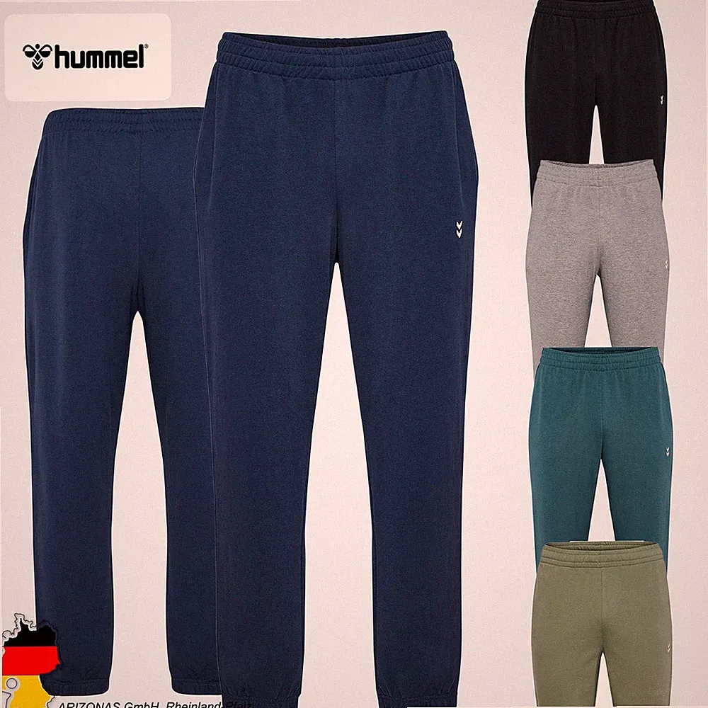 Hummel Herren Jogginghose Chevron Logo Elastischer Bund Unifarben Sport