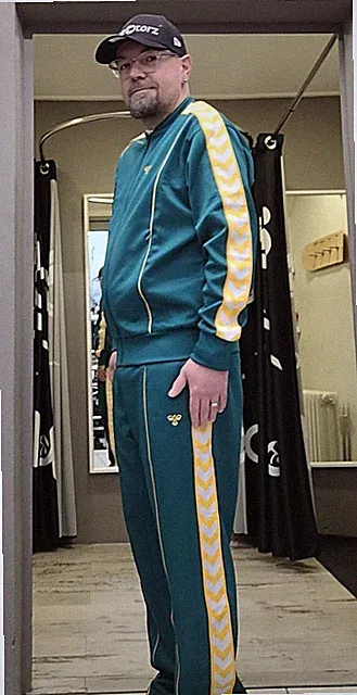 Hummel Lifestyle Contrast Logotape Trackpant - teal yello - Gr.: XS - XL