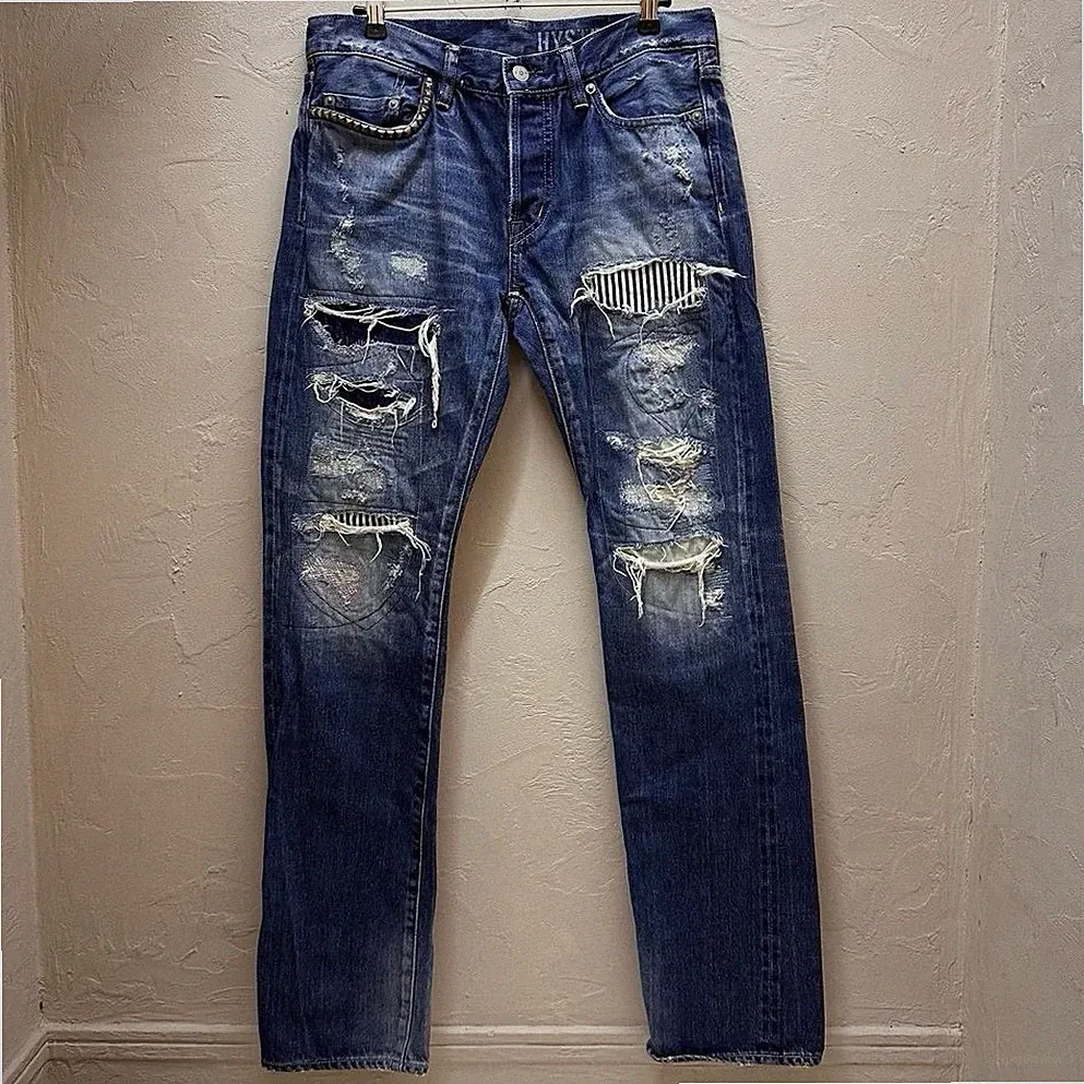 Hysteric Glamour Herren Jeans blau slim Distressed Gr. 31 W80 L82 0241AP10