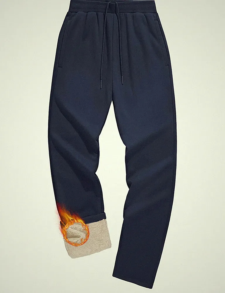I Herren Thermo Fleece Jogginghose Warm Elastisch Kordelzug Winter Hose
