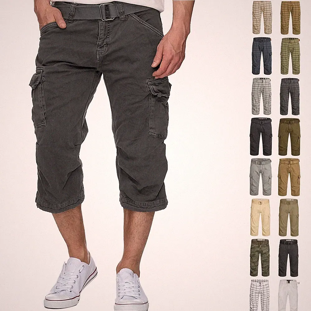 Indicode Herren Cargoshorts Nicolas Check-3/4 Shorts Bermuda Dreiviertel Hose