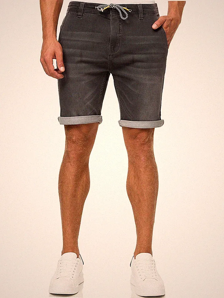 Indicode Herren Sweatshorts Azibo-Kurze Denim Hose Jeans Jogging Shorts Männer