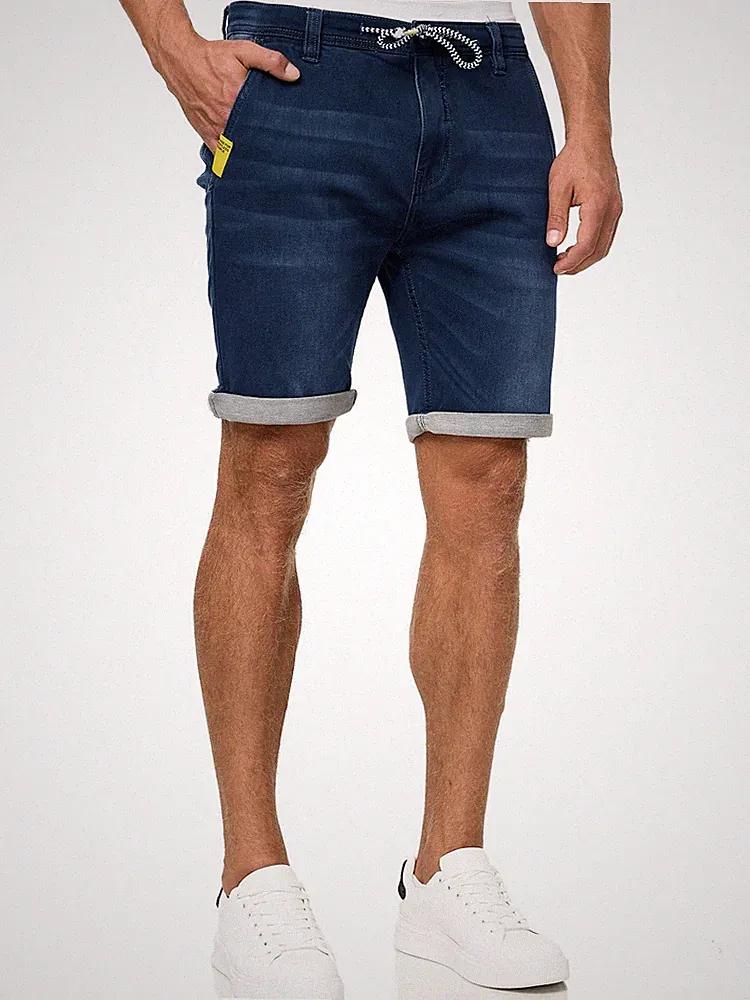 Indicode Herren Sweatshorts Azibo-Kurze Denim Hose Jeans Jogging Shorts Männer
