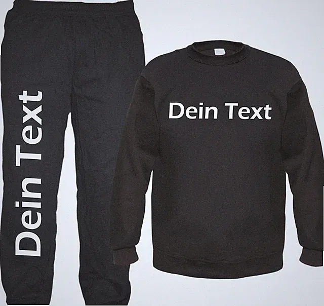 Individueller Jogginganzug - Blockschrift - mit Rundhals-Sweatshirt