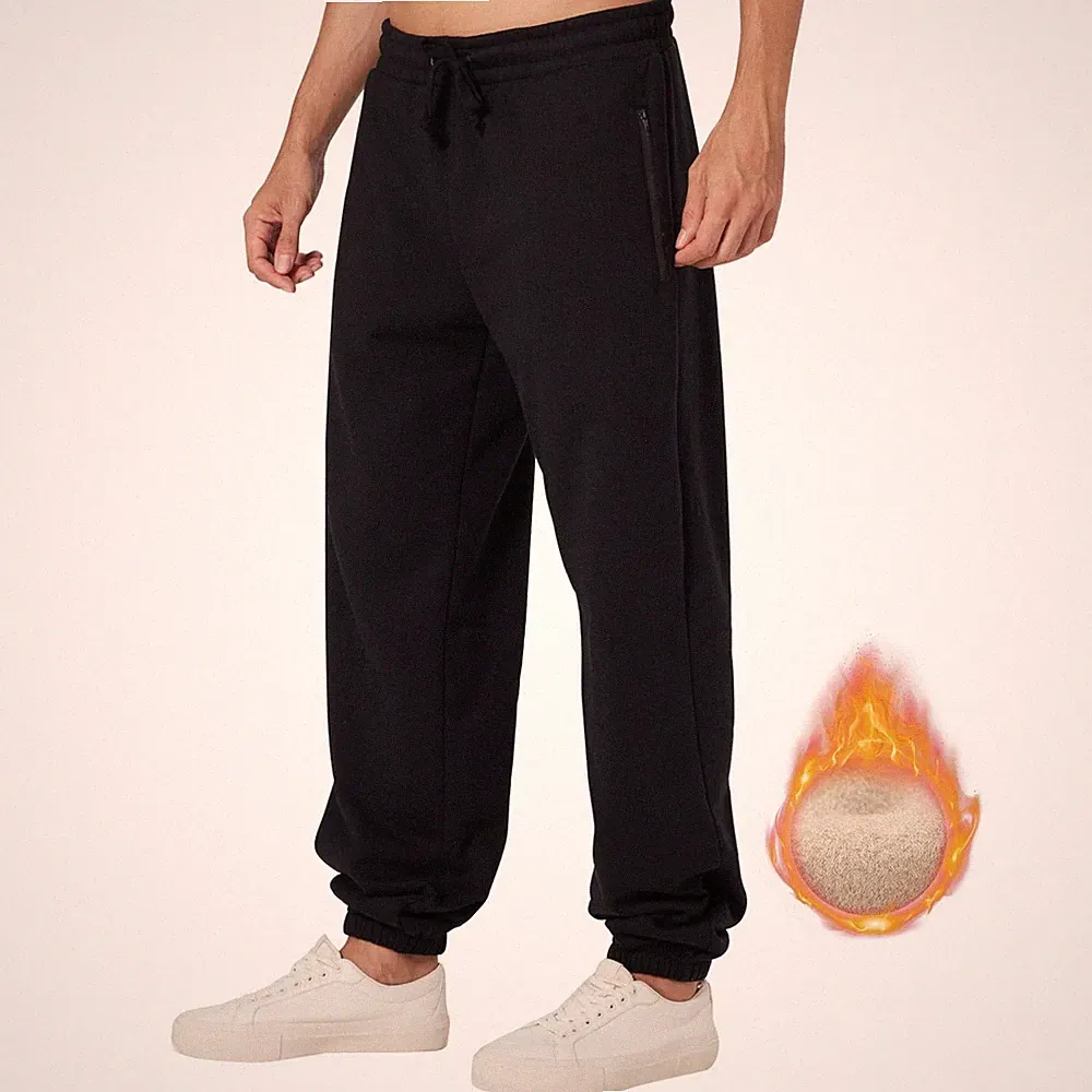 ineepor Herren Fleece gefütterte Jogginghose mit Bündchen Trainingshose Thermo Sweatpants fo