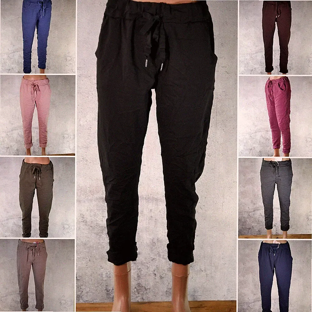 ♥️ Italien Jogpants Stretch Hose Damen Gr. 38 40 42 Viele Farben Jogginghose