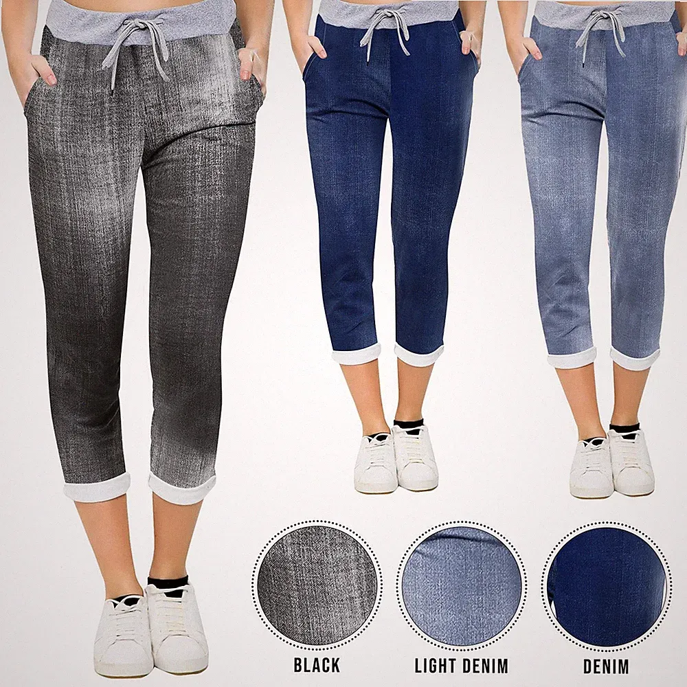 Italienische Damen-Jogginghose Schottenmuster gerippter Bund lässig Sommerhose