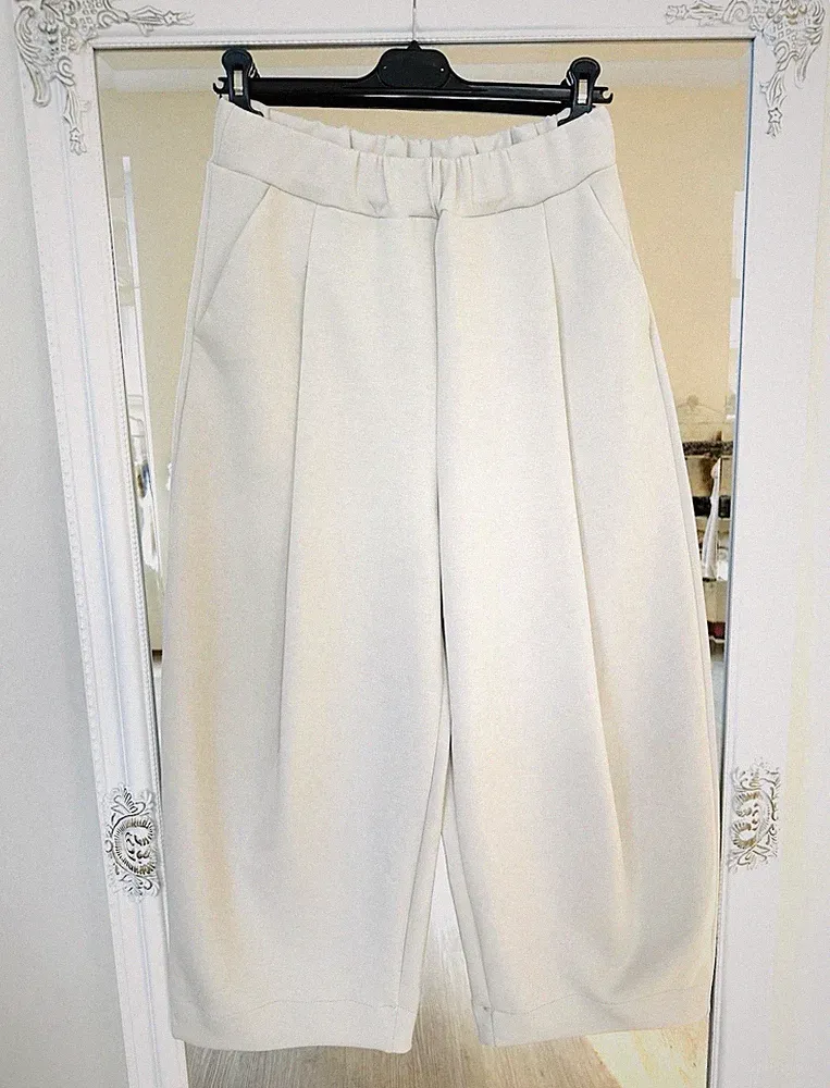 Italy Damen Baggy Jogginghose Butterstoff Hose 38-44 Ecruweiß