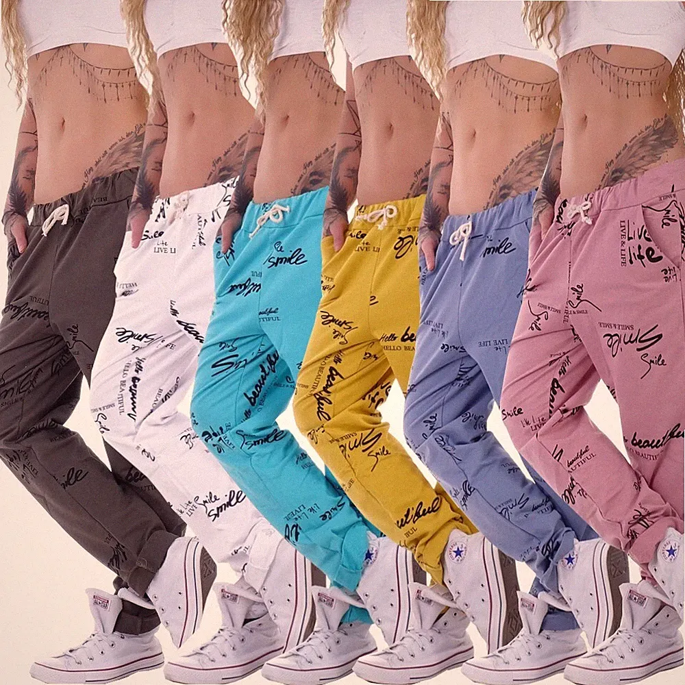 Italy Damen Hüfthose Hose Boyfriend Jogginghose Jogpants Harems Lang Baggy C24