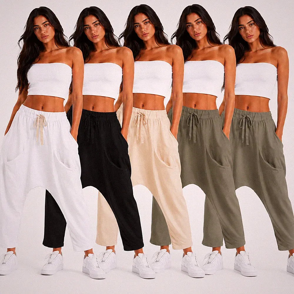 Italy Damen Hüfthose Hose Boyfriend Jogginghose Jogpants Harems Lang Baggy C56