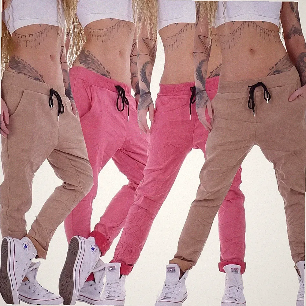 Italy Damen Hüfthose Hose Boyfriend Jogginghose Jogpants Harems Sommer Baggy C30