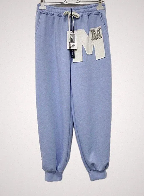 Italy Damen Jogginghose blau mit Strassapplikation Glitzer Gr. 38 40 42/44