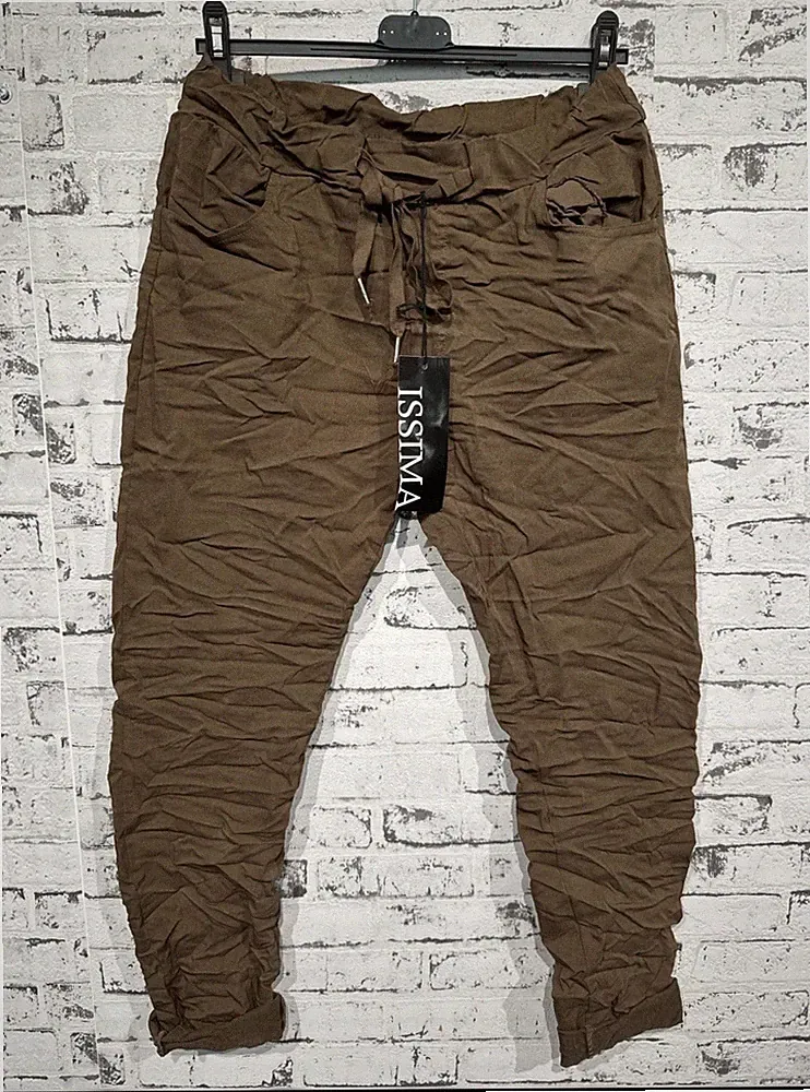 Italy Damen Jogpants Jogginghose Basic Hose Stretch 36-42/44 Braun