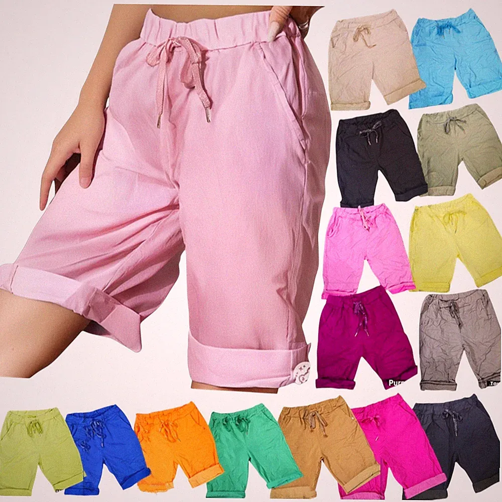 Italy Damen Shorts Sport kurze Hose Damenshorts Basis Viskose Gr 36 38 40 42 NEU