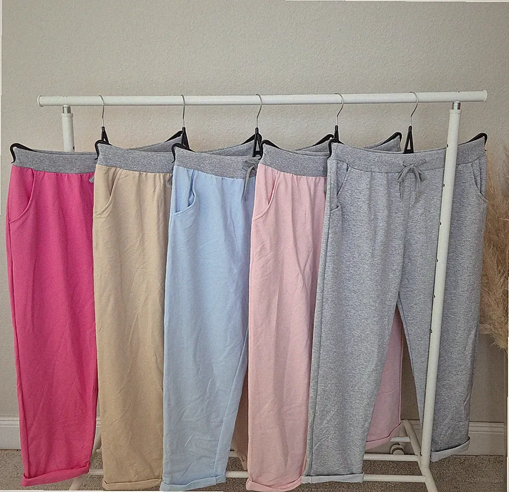 Italy Moda Jogginghose Freizeithose Baumwolle Hose Jogger Uni Curvy 46 48 50