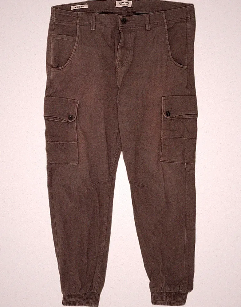 Jack & Jones Herren Paul Tapered Jogginghose Cargo Hose W36 L27 Grau Baumwolle EI59
