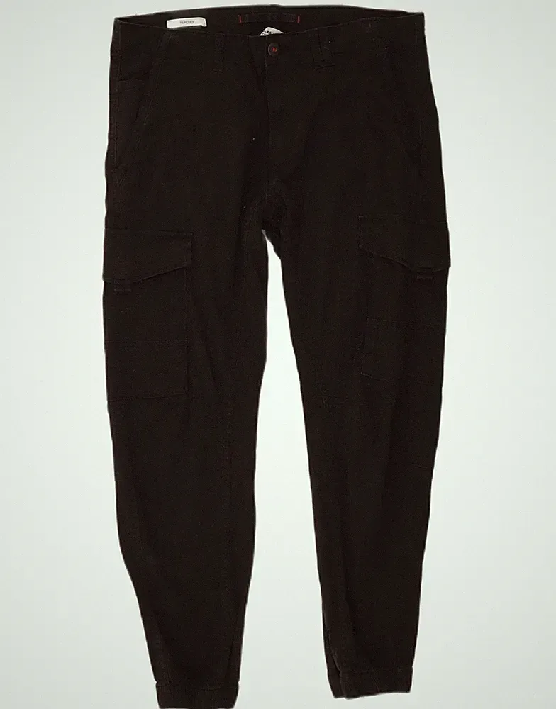 Jack & Jones Herren Tapered Jogginghose Cargo Hose W34 L26 Schwarz Baumwolle FC91