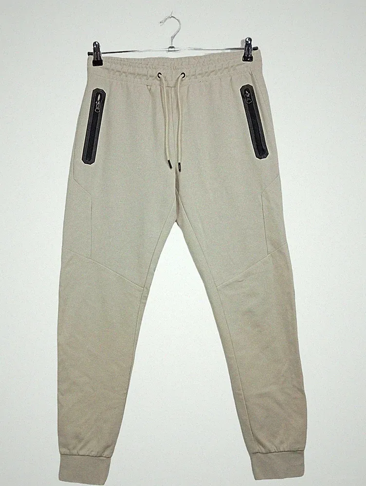 Jack & Jones Jogginghose Herren M Beige Sweatpants Reißverschlusstaschen