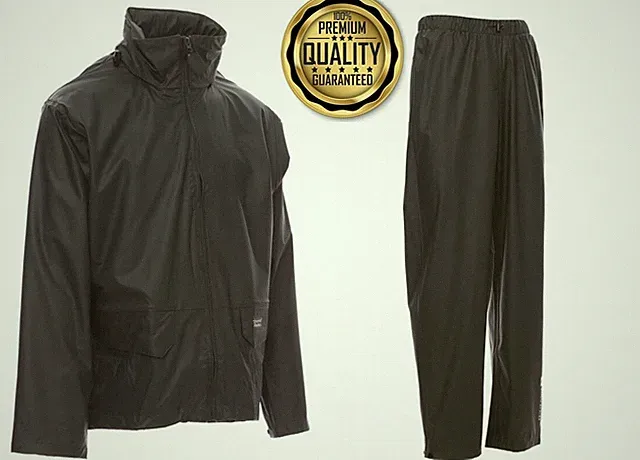 JACKE REGENHOSE WASSERDICHT 100% JAGD ANGELN PILZE HERREN GRÜN