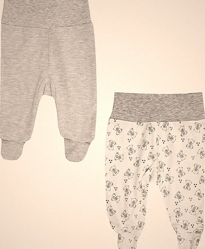 Jacky Baby Jogginghose 2er-Pack Grau weiß UNISEX Gr. 50/56 + 62/68
