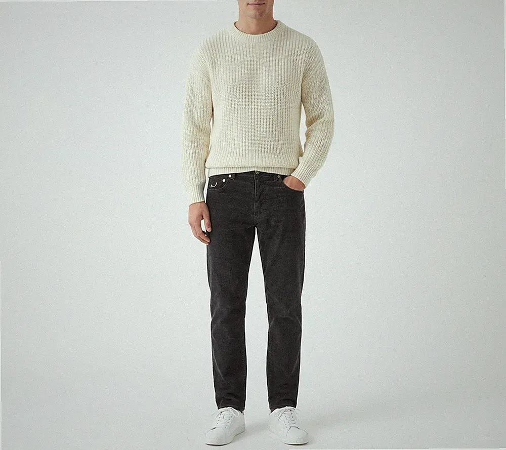 JACOB COHEN Herren Hose W31 Regular Fit Knopfverschluss Karo Muster Grau