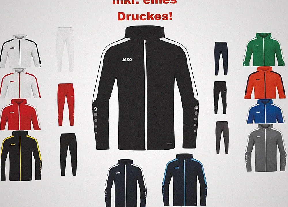 JAKO Jogginganzug Power Hoodiejacke&Hose inkl.einem Druck Herren S-4XL 6823/6523