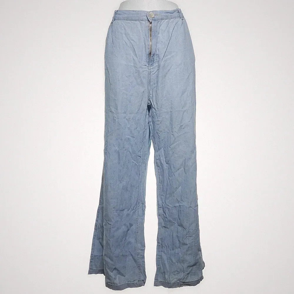 Jeans, Palazzohose, Größe: 48, Blau, Baumwolle/Lyocell/Polyester, Einfarbig #Lnd