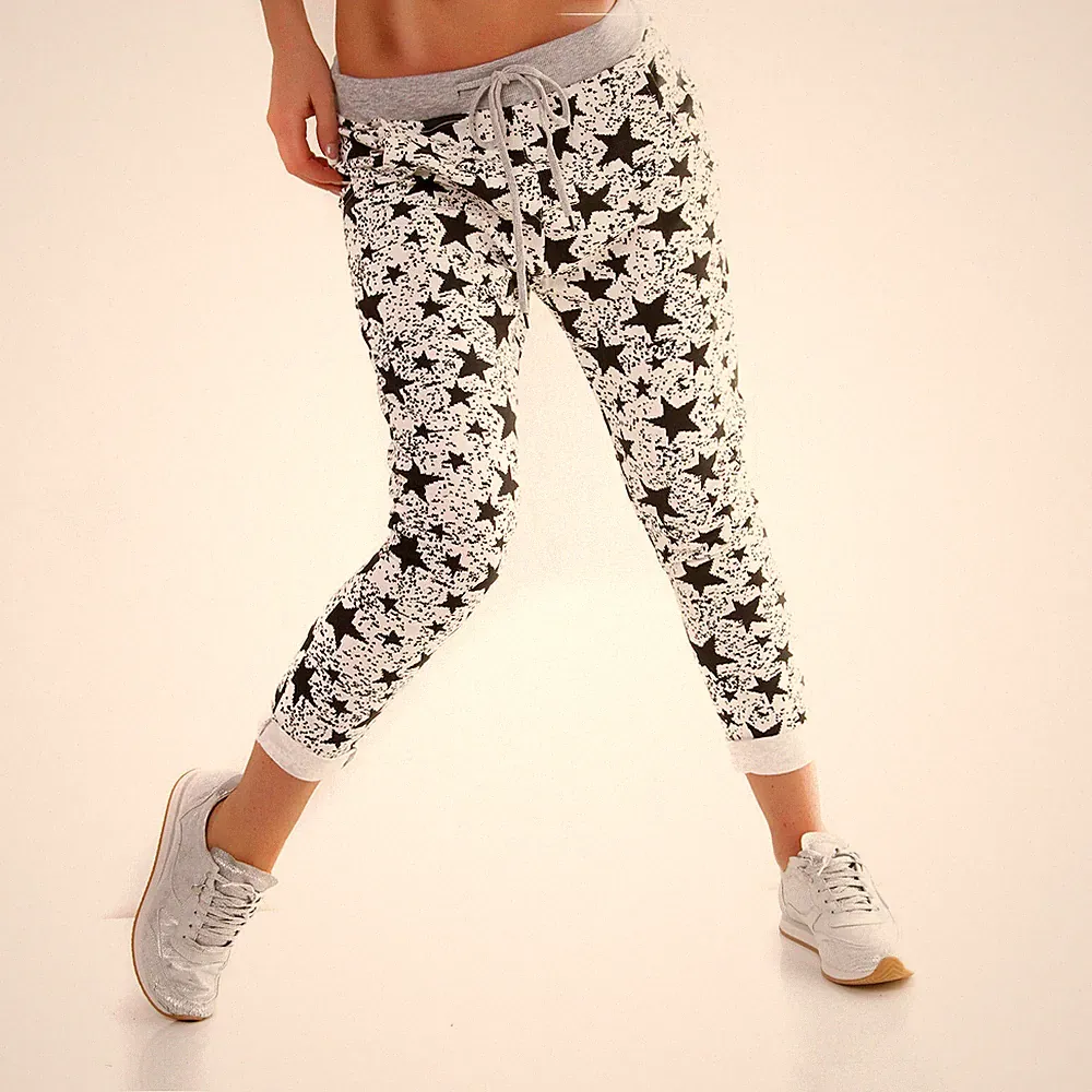 Joggen Hose Haushose Sporthose Sterne BAGGYHOSE CHINO Jogging-Hose Capri-Hose