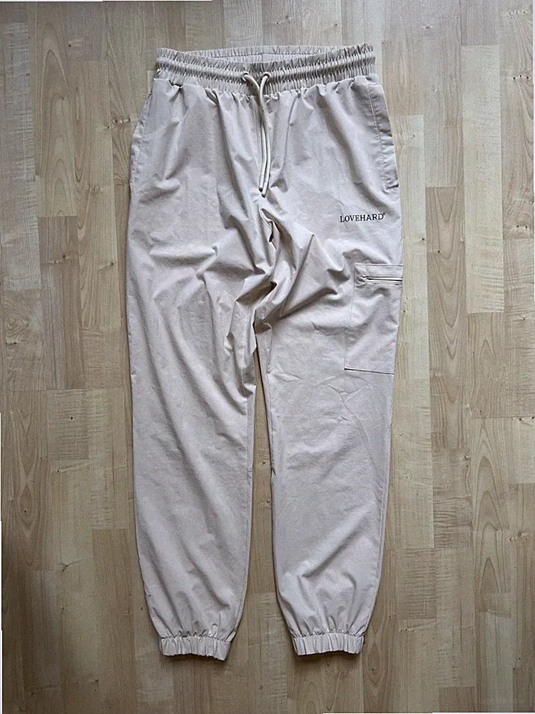 Jogginghose Cargo Stoff Herren Beige Gr.M Newyorker Lovehard