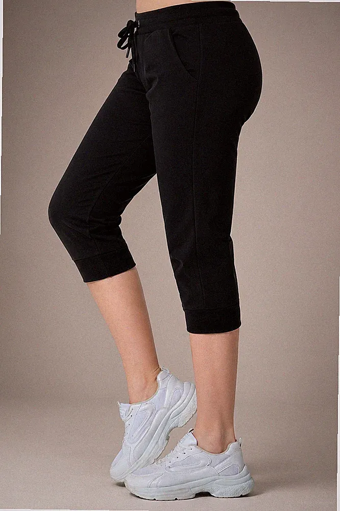 Jogginghose Damen 3/4 Capri Hosen Bermuda Frauen Kurze Hose Baumwolle Sporthosen