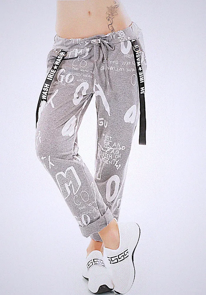 Jogginghose Damen Baumwolle Schriftzug Schleife 2237 Neu