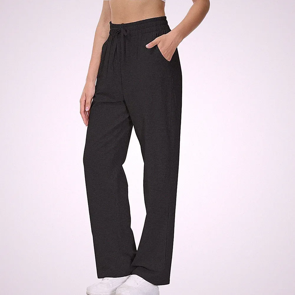 Jogginghose Damen Baumwolle Sporthose Yoga Freizeithose Lang Gerade Bein