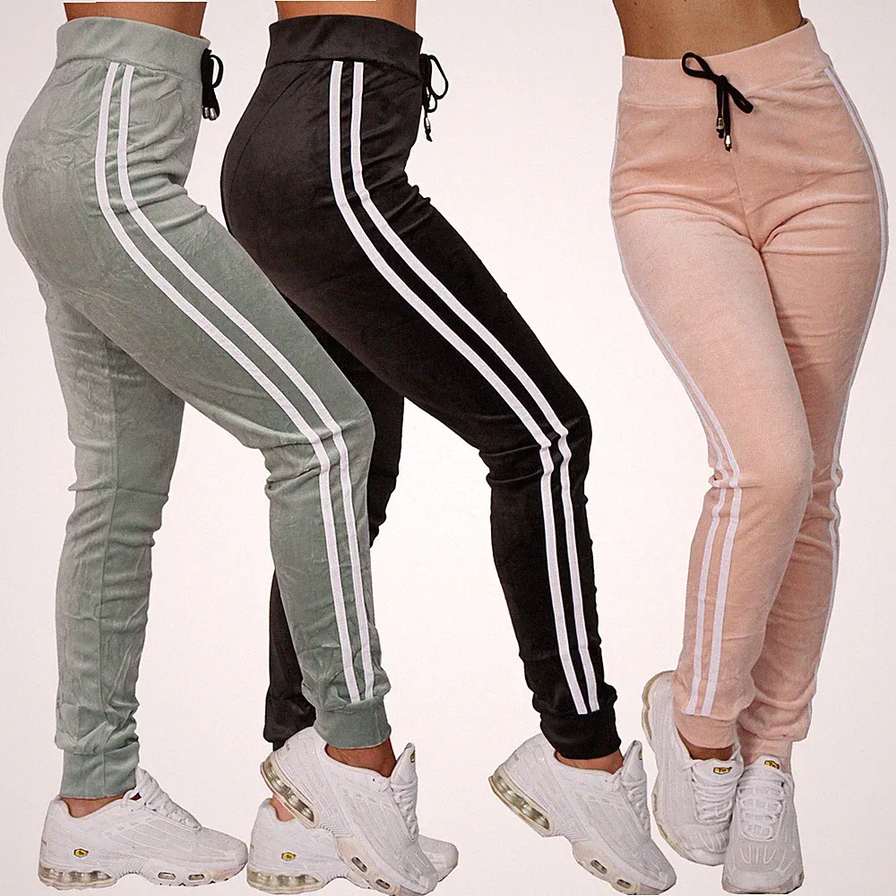 Jogginghose Freizeithose Nicki Fitness Leggings High Waist Jeggings Streifen