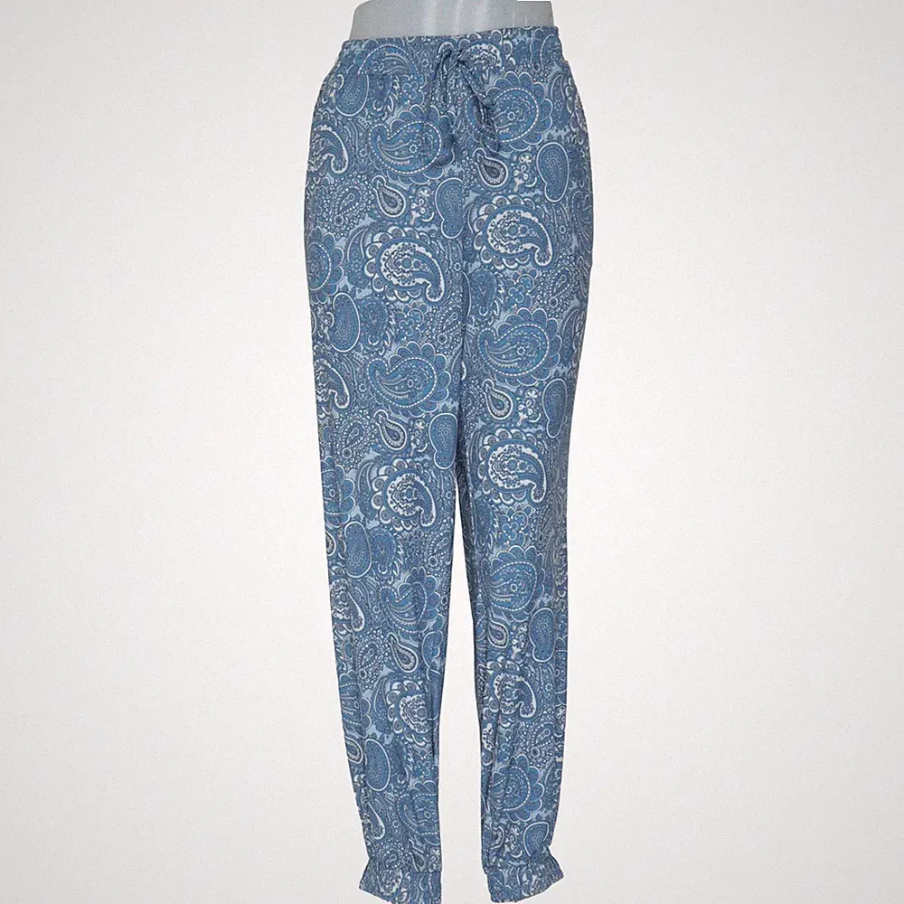 Jogginghose, Größe: 48, Blau/Weiß/Mehrfarbig, Elasthan/Polyester, Paisley #MEd
