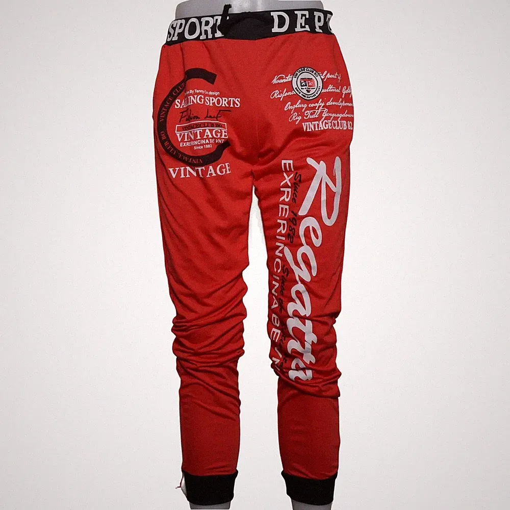 Jogginghose, Größe: L, Rot/Schwarz/Weiß, Print, Herren #e1J