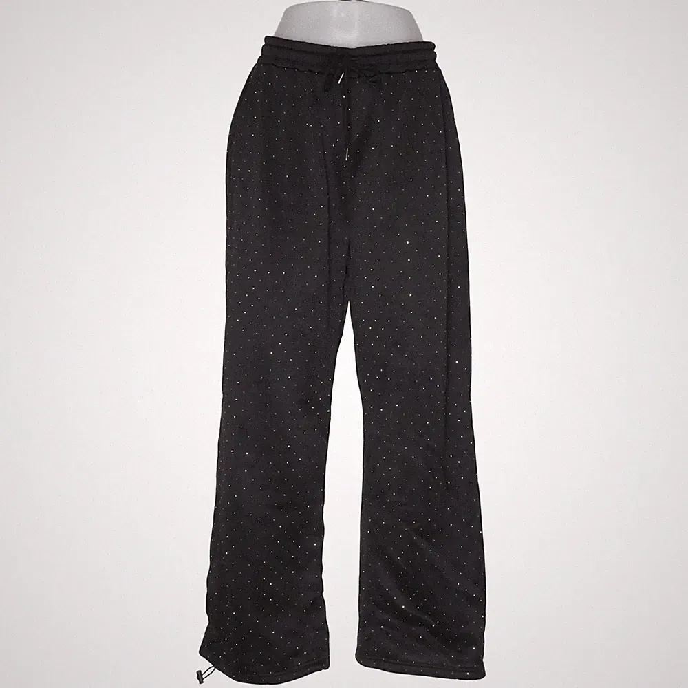 Jogginghose, Größe: L, Schwarz, Elasthan/Polyester, Gepunktet, Damen #xhv