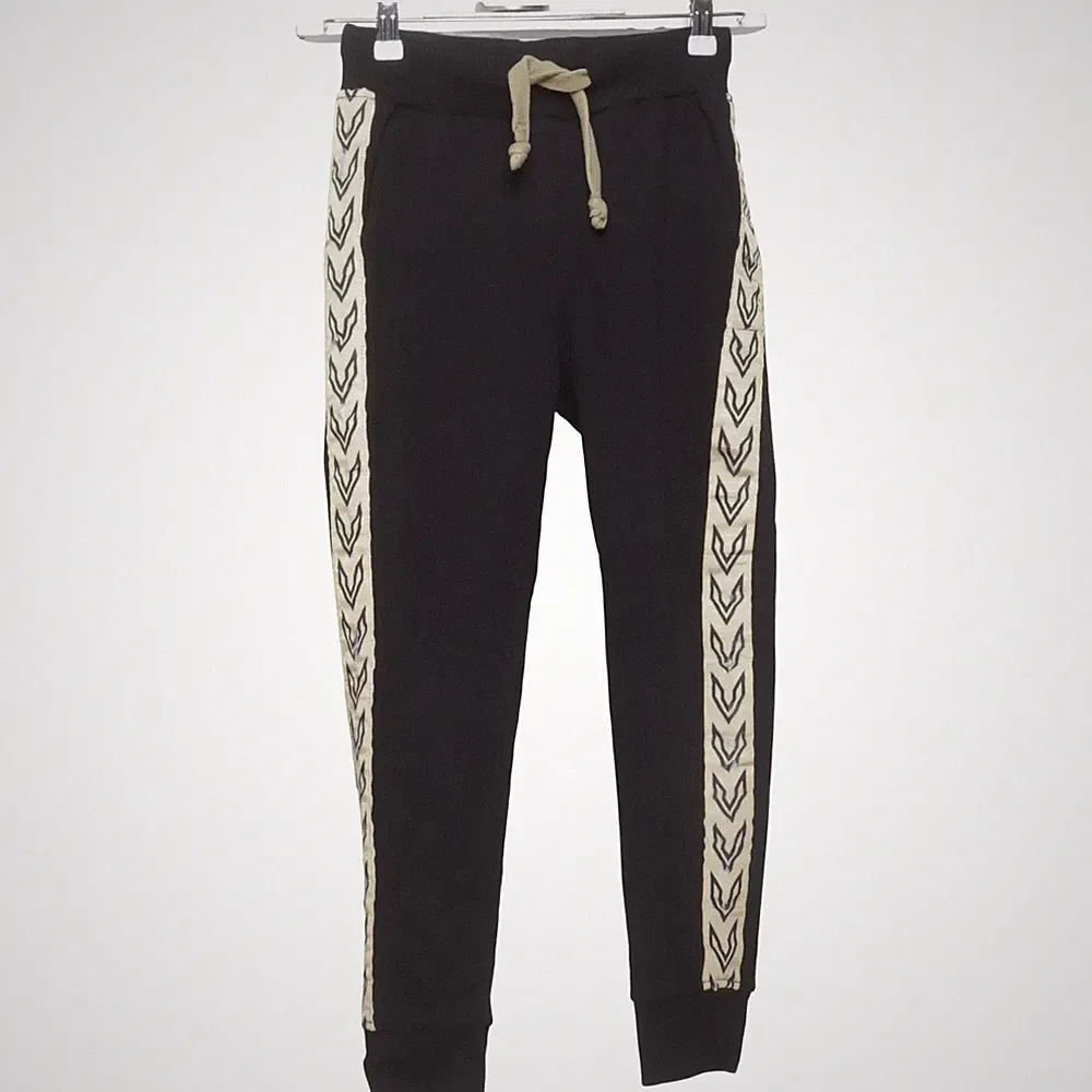 Jogginghose, Größe: XXS, Schwarz/Gold, Baumwolle/Elasthan, Chevron #z4U