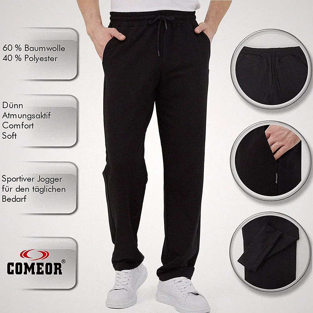Jogginghose Herren 3XL Schwarz Baumwolle Sport Sweathose Jogger COMEOR