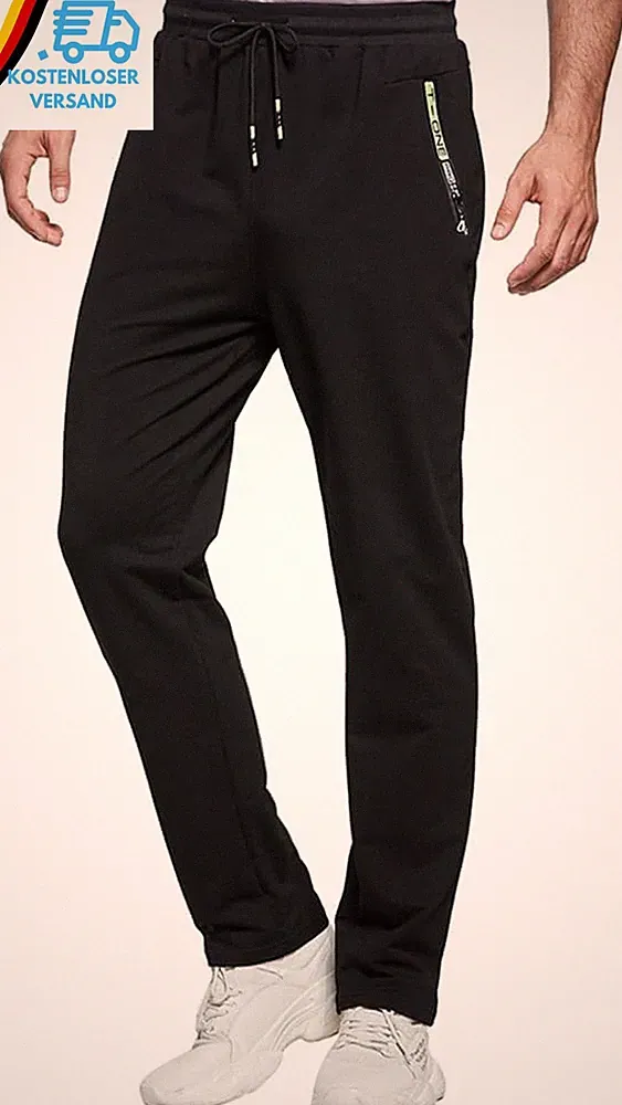 Jogginghose Herren Baumwolle mit Reißverschlusstaschen Sweatpants