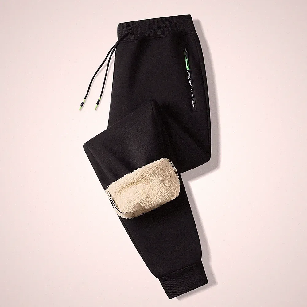 Jogginghose Herren Baumwolle Sherpa Gefüttert Warme Winter Fleece Traininghos...