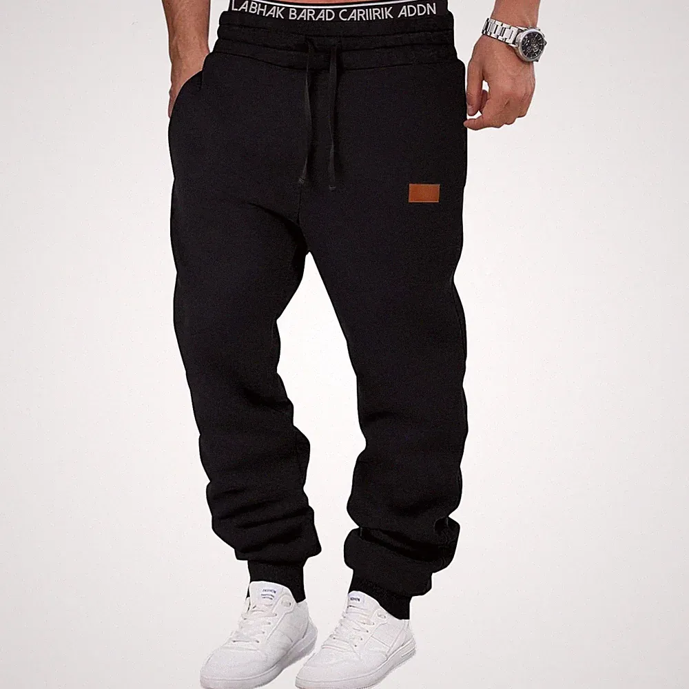 Jogginghose Herren Baumwolle Sporthose Laufhose mit Taschen schwarz