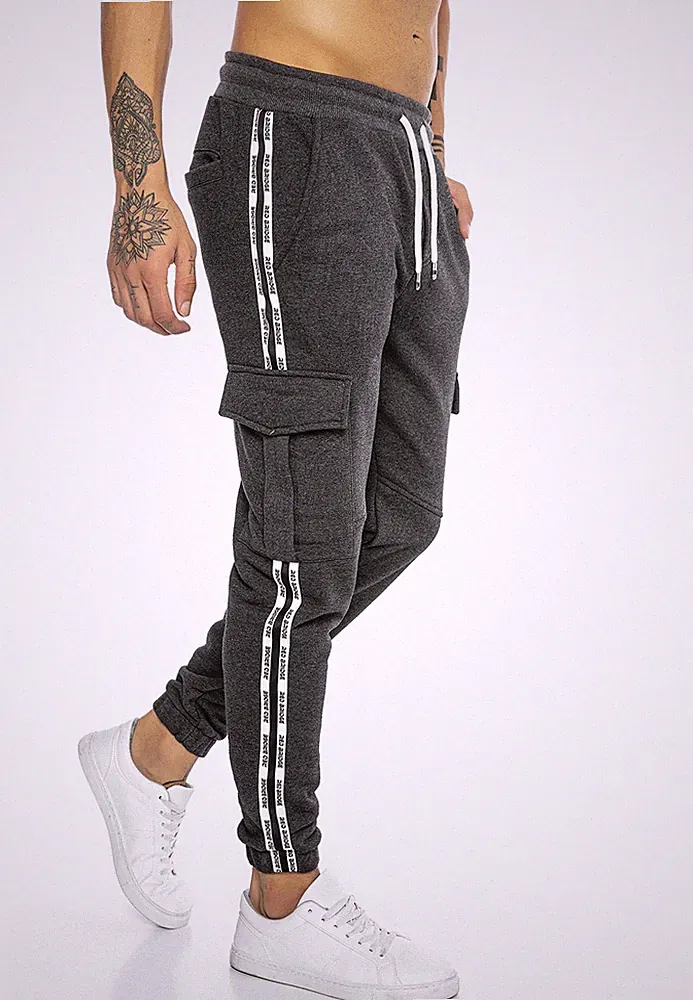 Jogginghose Herren Cargo Jogger Hose Freizeithose Dunkelgrau XL